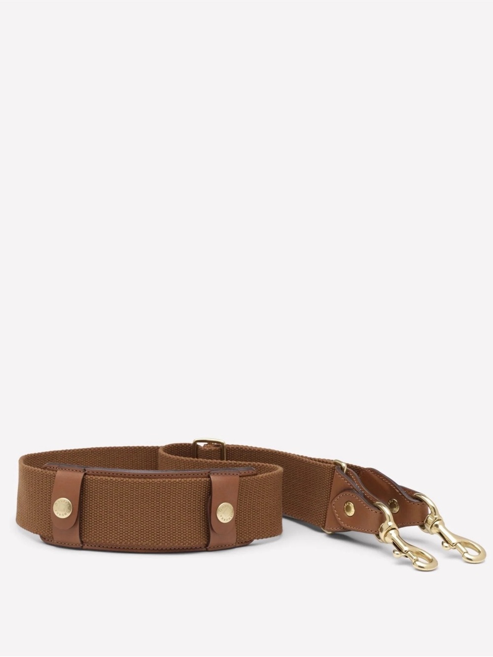 Ghurka Brand Chestnut Brown Webbed Shoulder Strap with Brass Hardware - Picture 2 of 8